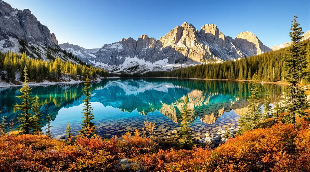 Alpine mountain landscape, golden hour